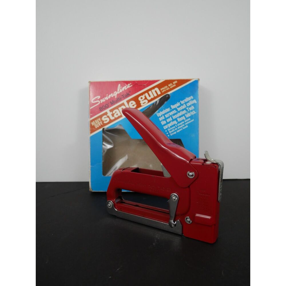 Swingline 800 Multi-Tak Heavy Duty Staple Gun Red Vintage in Original Box